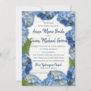 Blue Hydrangeas Wedding Invitation