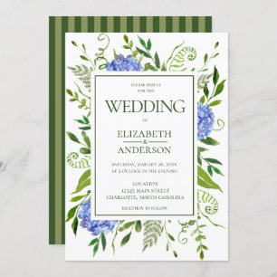 Blue Hydrangeas Wedding Invitation