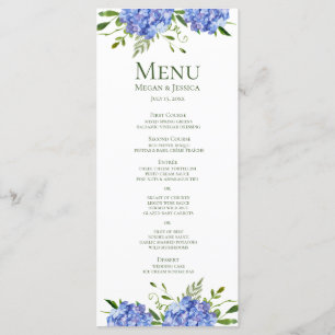 Blue Hydrangeas Wedding Menu