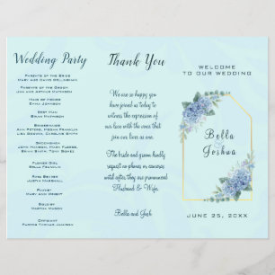 Blue Hydrangeas Wedding Program