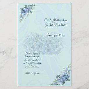 Blue Hydrangeas Wedding Program