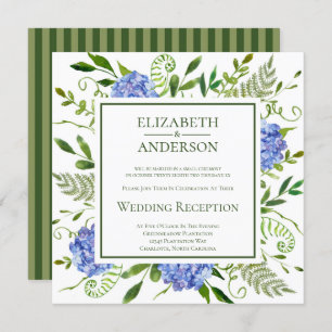 Blue Hydrangeas Wedding Reception Invitation