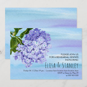 Blue hydrangeas wedding rehearsal dinner invitation
