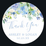 Blue Hydrangeas Wedding Thank You Favour Sticker<br><div class="desc">Blue Floral Wedding Thank You Favour Sticker</div>