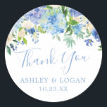 Blue Hydrangeas Wedding Thank You Favour Sticker<br><div class="desc">Blue Floral Wedding Thank You Favour Sticker</div>