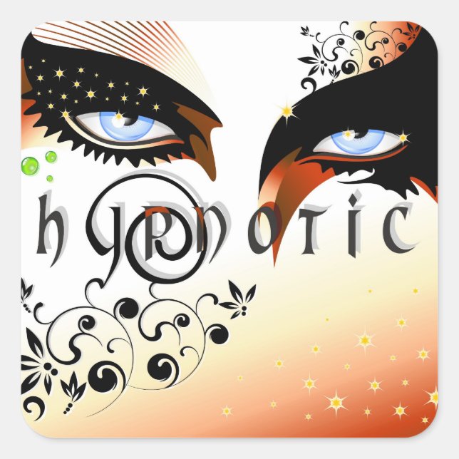 Blue Hypnotic Eyes Make Up Square Sticker (Front)