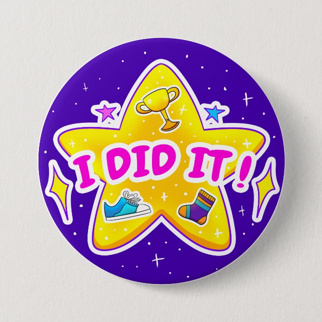 Blue I Did It Badge 3" 3 Inch Round Button (Front)
