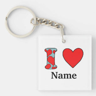 Blue i love costomized keychain