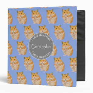 Blue I love Hamsters Hamster Pattern Binder