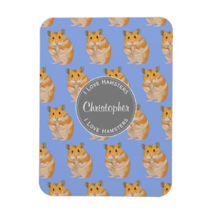 Blue I love Hamsters Hamster Pattern Magnet