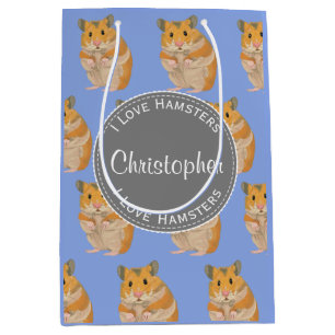 Blue I love Hamsters Hamster Pattern  Medium Gift Bag