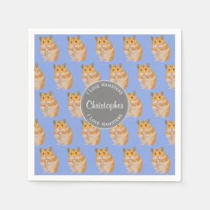 Blue I love Hamsters Hamster Pattern Napkin