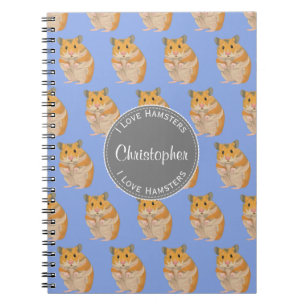 Blue I love Hamsters Hamster Pattern Notebook