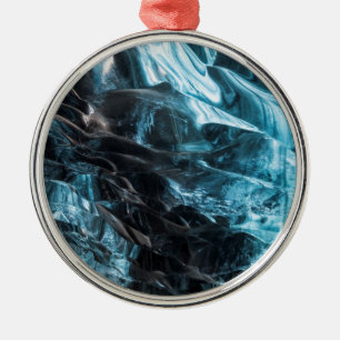 Blue Ice Abstract In Ice Cave Metal Ornament