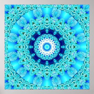 Blue Ice Angel Ring, Abstract Mandala Poster