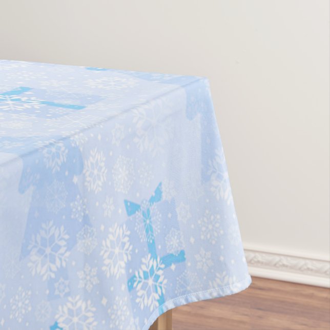 Blue Ice Christmas Pattern Tablecloth (In Situ)