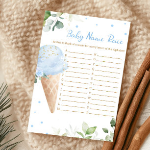 Blue Ice Cream Baby Shower Baby Name Race Game