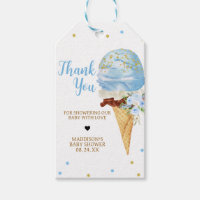 Blue Ice Cream Baby Shower Favour Tags