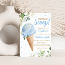 Blue Ice Cream Baby Shower Invitation