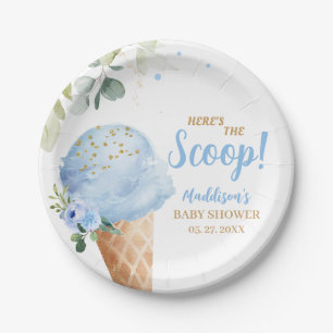 Blue Ice Cream Baby Shower  Paper Plate
