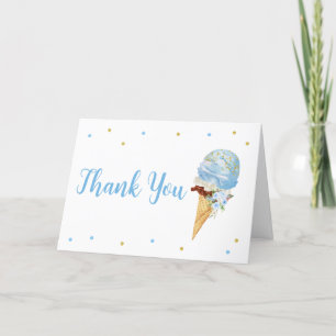 Blue Ice Cream Baby Shower  Thank You Card