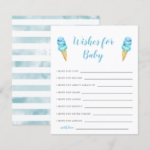 Blue Ice Cream Baby Shower Wishes for Baby Card