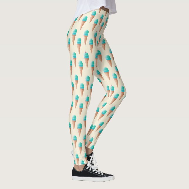 Blue Ice Cream Cone Pattern, Light Yellow Leggings (Right)