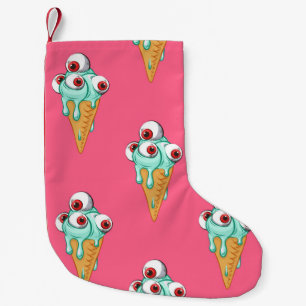 Blue Ice Cream Pink Background Small Christmas Stocking