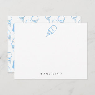 Blue Ice Cream Stationery Note Card