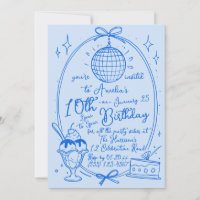Blue Ice Cream Sundae Girl Birthday Party Invite
