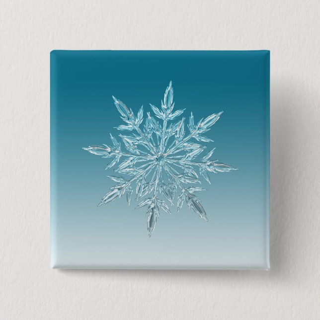 Blue Ice Crystal 2 Inch Square Button (Front)