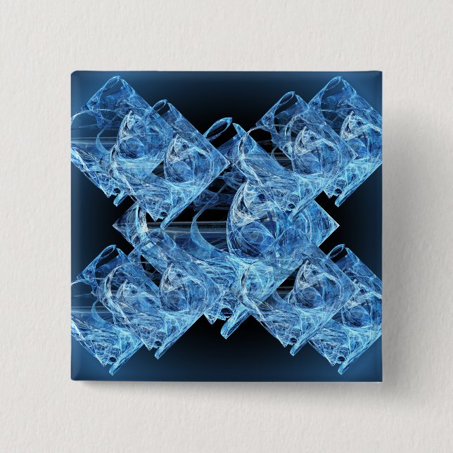 Blue Ice Cubes 2 Inch Square Button (Front)