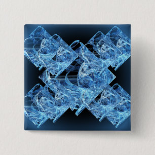 Blue Ice Cubes 2 Inch Square Button