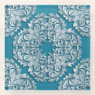 Blue Ice Design Glass Coaster