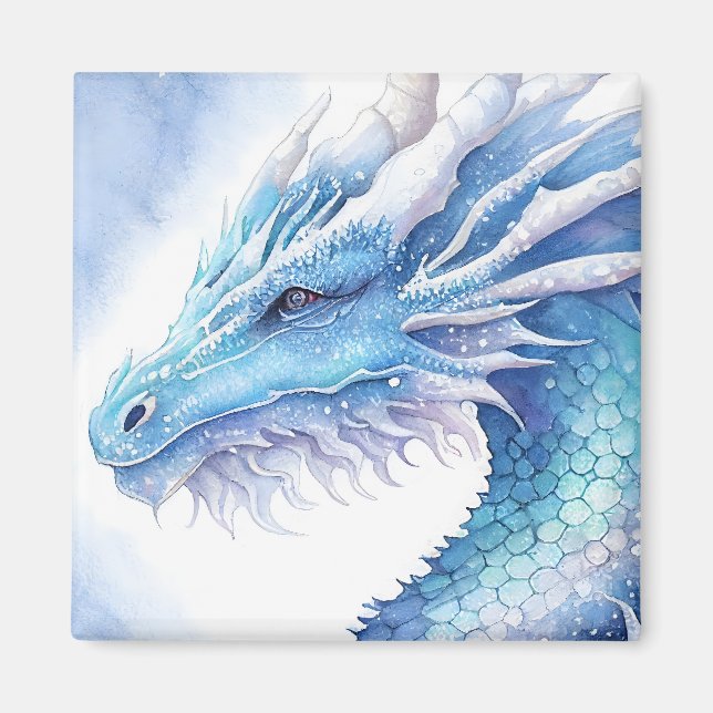 Blue Ice dragon watercolor design  Magnet (Front)