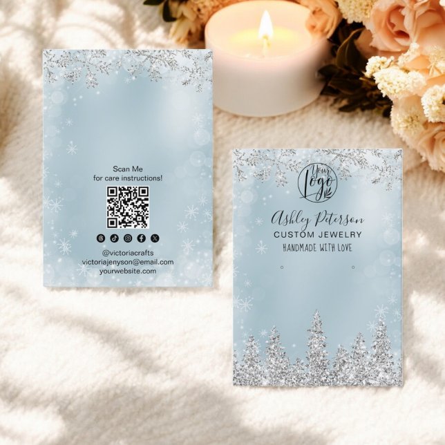 Blue ice glitter logo jewellery earring display business card (Blue ice glitter logo jewelry earring display business card)