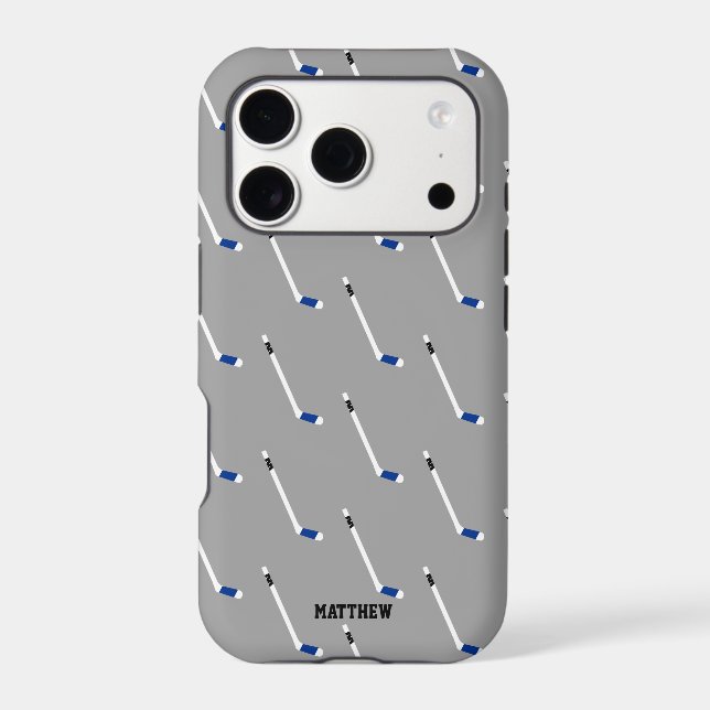 Blue Ice Hockey Stick Pattern Personalized (Back)