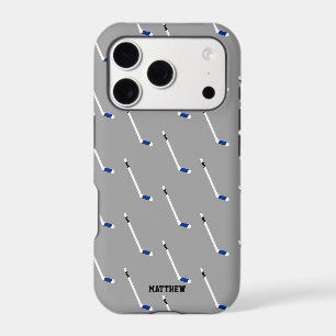 Blue Ice Hockey Stick Pattern Personalized