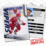 Blue Ice Hockey Trading Card<br><div class="desc">** IMPORTANT: Sample photos for demonstration only. The images are not included in the final product. Customer photos required. ** Parents of little league ice hockey players can proudly share their kids' accomplishments on the field with these customizable trading cards. Both photos, front and back, can be changed to feature...</div>