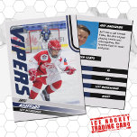 Blue Ice Hockey Trading Card<br><div class="desc">Parents of little league ice hockey players can proudly share their kids' accomplishments on the field with these customizable trading cards. Both photos, front and back, can be changed to feature your own little leaguer. Almost all text on the back can be edited, including player stats, bio, position, . Comes...</div>