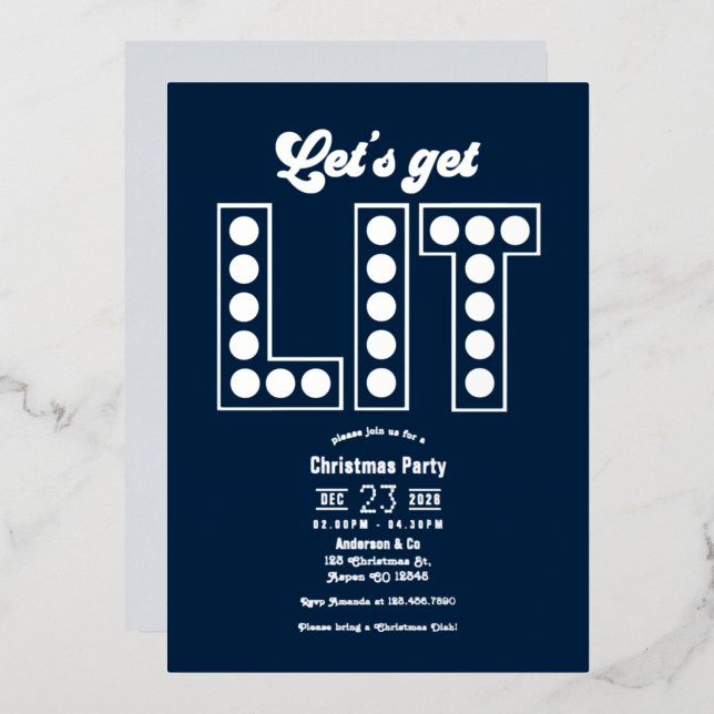 Blue Ice Let's Get Lit Retro Christmas Party (Front/Back)