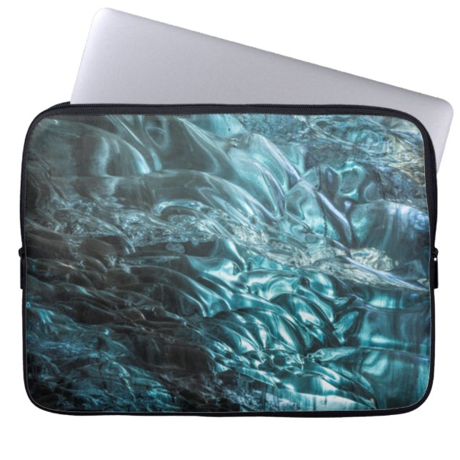 Blue ice of an ice cave, Iceland Laptop Sleeve (Front)
