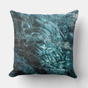 Blue ice of an ice cave, Iceland Throw Pillow