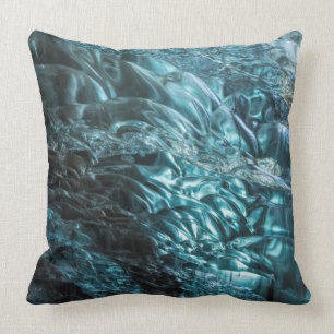 Blue ice of an ice cave, Iceland Throw Pillow