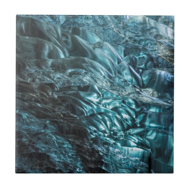 Blue ice of an ice cave, Iceland Tile (Front)