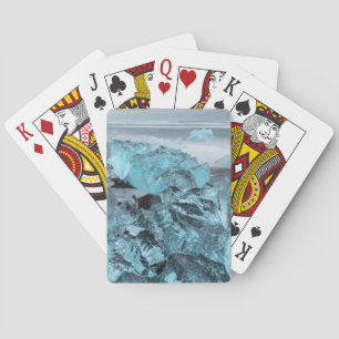 Blue ice on beach seascape, Iceland Playing Cards