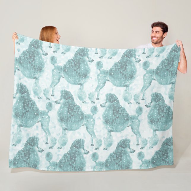 Blue Ice Posh Poodle Fleece Blanket (In Situ)
