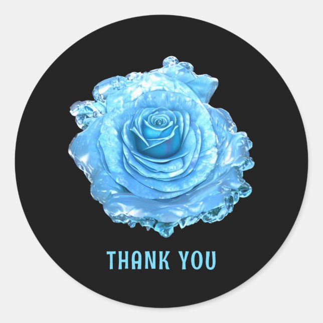 Blue Ice Rose Classic Round Sticker (Front)