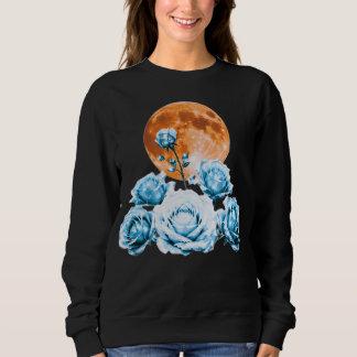 Blue Ice Roses & Orange Blood Moon Celestial Graph Sweatshirt