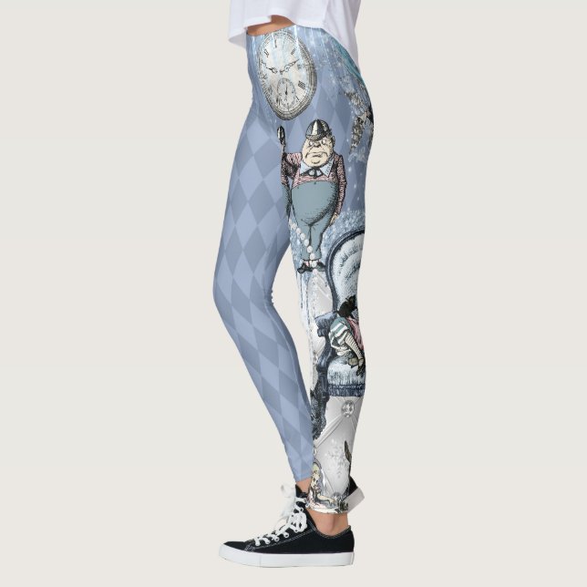 Blue Ice Silver Alice in Wonderland Leggings (Left)